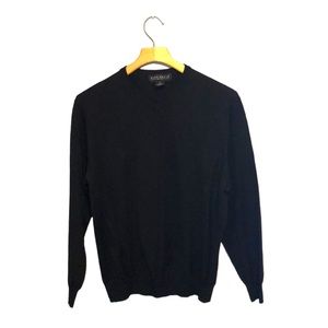 Mark Shale Black 100% Merino Wool V-Neck Long Sleeve Pullover Sweater Large